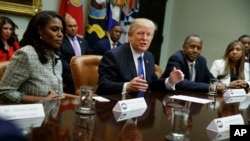 El presidente Donald Trump durante un evento en la Casa Blanca en honor del Mes de la Herencia Afroestadounidense.