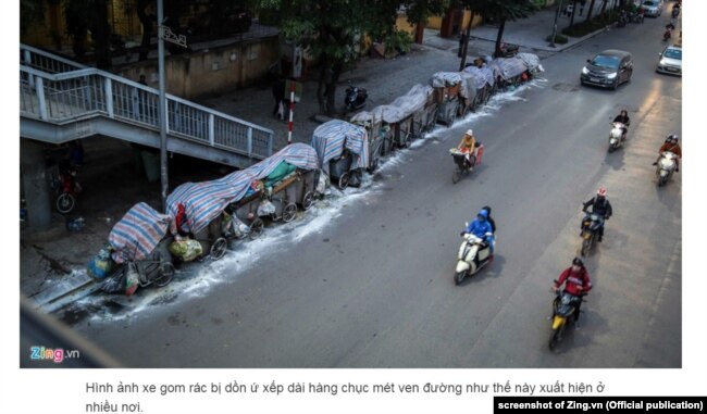 Rác được che bạt và rắc vôi bôi trong khi chờ chuyển ra khỏi Hà Nội, 13/1/2019