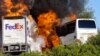 آتش سوزی بزرگ پس از تصادف اتوبوس حامل دانش آموزان در کالیفرینا - ۱۰ آوریل ۲۰۱۴