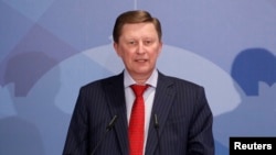 Sergei Ivanov, chief of staff of the Presidential Administration, delivers a speech in Moscow, May 23, 2013. 