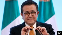 Mexico's Secretary of Economy Ildefonso Guajardo Villarreal speaks during a press conference regarding the seventh round of NAFTA renegotiations in Mexico City, March 5, 2018. 