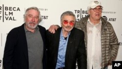 From left, Robert De Niro, Burt Reynolds and Chevy Chase attend the screening of "Dog Years," during the 2017 Tribeca Film Festival, at Cinepolis Chelsea, April 22, 2017, in New York.