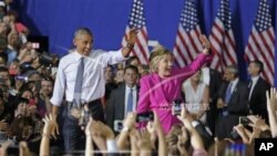 Prezidan Barack Obama ak Kandida Demokrat la, Hillary Clinton (Foto Achiv).