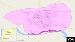 Bản đồ khu vực Raqqa, Syria.