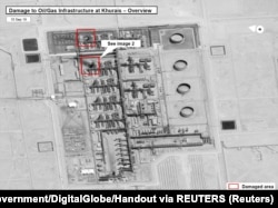 Saudi Arabia, A satellite image showing damage to oil/gas Saudi Aramco infrastructure at Khurais