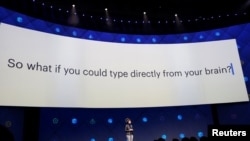 Regina Dugan, vice president of engineering of Building 8 at Facebook, speaks on stage during the second day of the annual Facebook F8 developers conference in San Jose, California, April 19, 2017.