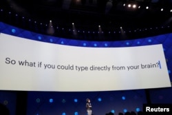 Regina Dugan, vice president of engineering of Building 8 at Facebook, speaks on stage during the second day of the annual Facebook F8 developers conference in San Jose, California, April 19, 2017.