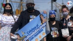 Miembros de la diaspora venezolana en Argentina celebraron el Día Mundial de la Arepa, iniciativa que busca difundir las delicias de la cocina venezolana. Septiembre 11, 2021. Foto: Nicolás González - VOA.