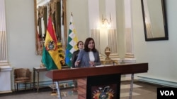 La canciller boliviana, Karen Longaric, también confirmó el vieres que la CIDH aceptó una invitación para visitar territorio boliviano. Foto: Yuvinka Gozalvez Avilés, VOA.