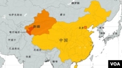 新疆及喀什地區地理位置圖。