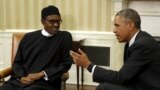 Shugaba Barack Obama na Amurka yana ganawa da shugaba Muhammadu Buhari na Najeriya a ofishinsa dake cikin fadar White House, Litinin 20 Yuli, 2015.