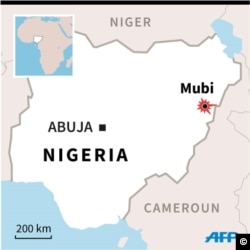 Carte du Nigeria localisant Mubi où des dizaines de personnes ont trouvé la mort dans 2 attentats suicides visant une mosquée et un marché