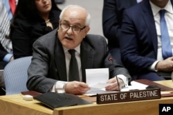 Palestinian Ambassador to the United Nations Riyad Mansour told the Security Council the U.S. announcement was “extremely regrettable," Dec. 8, 2017.
