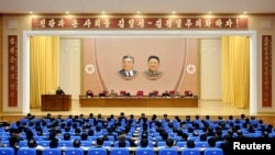 A plenary session of party, state, economic organization, and military personnel was held in Pyongyang on January 7 and 8 to thoroughly carry out the martial task that leader Kim Jong Un presented in his New Year address, in this undated photo released by