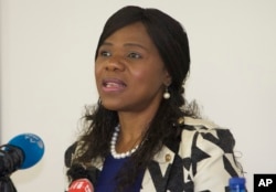 FILE - Public Protector Thuli Madonsela addresses journalists in Johannesburg, South Africa, June 7, 2016.