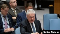 L'ambassadeur de l'Ukraine aux Nations Unies, Volodymyr Yelchenko, au siège des Nations Unies, le 26 novembre 2018.