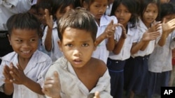  Young students in Cambodia.