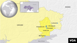 Peta kota Donestsk, Slovyansk dan Kramatorsk di Ukraina (Foto: dok).