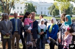 Dr. Zaher Sahloul, with the Syrian American Medical Society and American Relief Coalition for Syria, in front of the White House in Washington, calling on the Obama Administration to do more to address the ongoing crisis in Syria, Sept. 16, 2015.