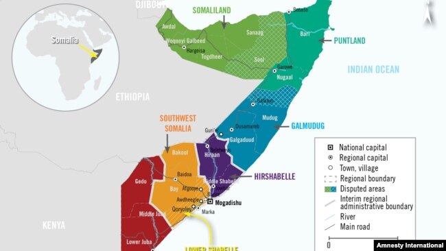 Overview map of Somalia