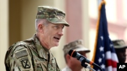 FILE - U.S. commander in Afghanistan, Gen. John W. Nicholson in Kabul, Afghanistan, March 2, 2016.