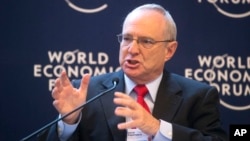 FILE - David Saperstein speaks during a debate on religion at the 43rd Annual Meeting of the World Economic Forum (WEF) in Davos, Switzerland, Jan. 25, 2013.