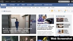FILE - A web screenshot shows a portion of the home page of the public radio and television broadcaster RTV Slovenia.
