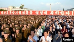 지난 2016년 9월 평양 김일성광장에서 북한의 5차 핵실험을 축하하는 군민대회가 열렸다.