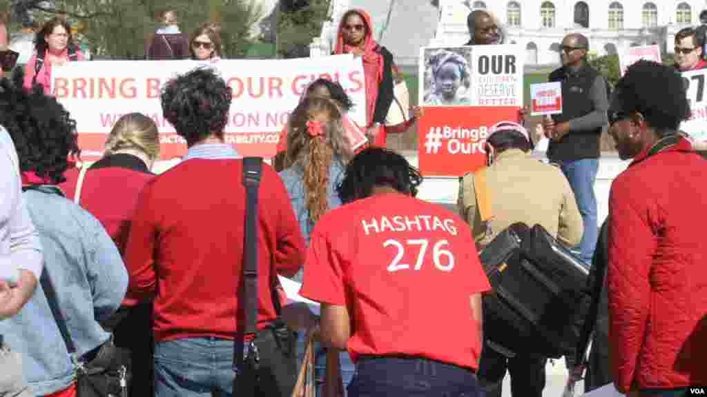 An event held in Washington on April 12, 2015 for the release of the schoolgirls abducted a year earlier in Chibok.