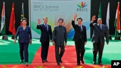 Heads of State of BRICS nations in New Delhi, India, March 29, 2012.