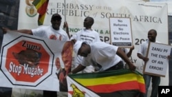 Zimbabwean opposition activists in the United States chose the South African embassy in Washington as the target of their latest protest demanding reforms in their home country. 
