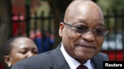 South Africa's President Jacob Zuma is pictured during his visit to the Lodewyk P. Spies Old Age Home in Eersterust, Pretoria, Dec. 15, 2015. 