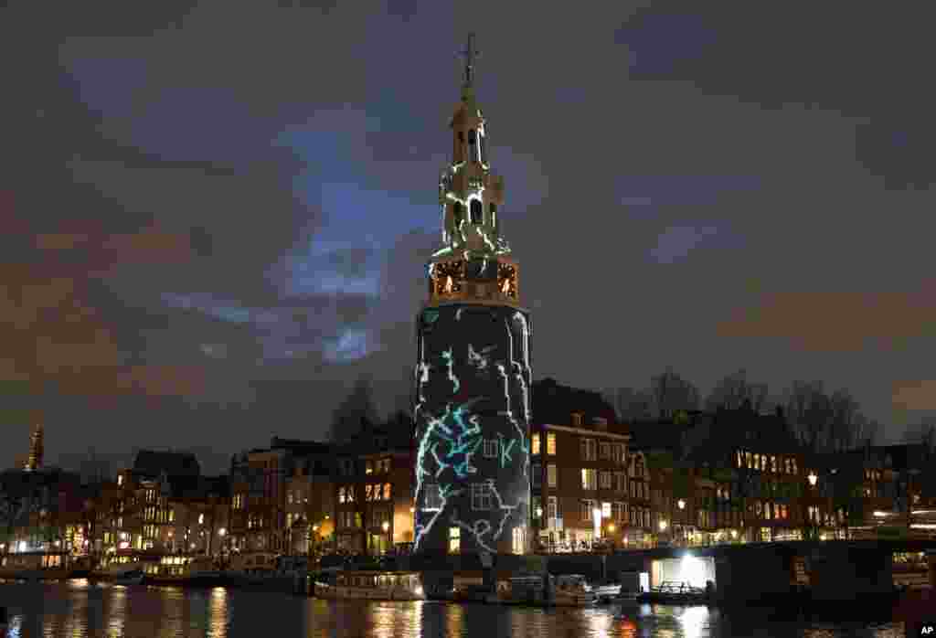 A light art work titled &quot;The Cracks&quot; by Karolina Howorko is seen during the Amsterdam Light Festival in Amsterdam, Netherlands.