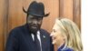 Secretary of State Clinton meets with South Sudan President Salva Kiir, Aug. 3, 2012, at the Presidential Office Building in Juba, South Sudan.