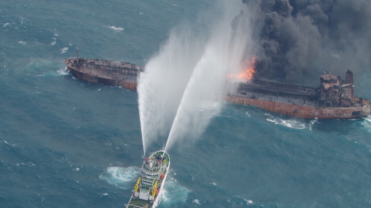 Two Bodies Pulled from Burning Iranian Oil Tanker