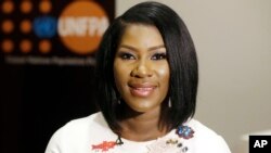 FILE - Nigerian filmmaker and actress Stephanie Okereke Linus poses for a photograph during a ceremony to unveil her as the UNFPA Regional Ambassador for Maternal Health in West and Central Africa in Lagos, Nigeria, March 8, 2017.