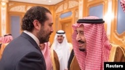 سعد حریری سعودی فرمانروا سلمان بن عبدالعزیز کے ہمراہ