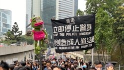 香港社福界罷委會估計約有2千人參與香港人權法案請願遊行。(美國之音湯惠芸)
