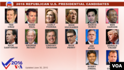 2016 U.S. Republican presidential candidates, as of June 30, 2015.