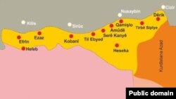 ဆီးရီးယားနဲ့ တူရကီနယ်စပ်ပြ မြေပုံ။