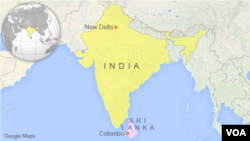 Map of India and Sri Lanka