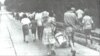 Freed hostages walk toward the airfield in Stanleyville for evacuation, November 1964. 
