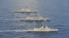 Tiga kapal perang AS, Jepang, dan Australia ketika melakukan latihan militer bersama di Laut China Selatan bulan Oktober tahun lalu (foto: ilustrasi). 