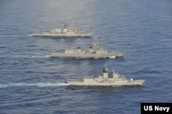美国、日本和澳大利亚海军2020年10月19日在南中国海举行当年第五次的联合演习。（美国第七舰队网站）