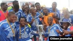 Dynamos Football Club players celebrating last year after winning the Mbada Diamond Cup. This time they want to retain the league championship. (File Photo)