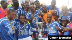 Dynamos Football Club players celebrating after winning the Mbada Diamond Cup last year. (Photo/Citizen Journalist)