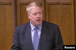 Former British Foreign Secretary Boris Johnson speaks in Parliament in London, March 12, 2019, in this screen grab taken from video.