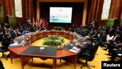 General view of the meeting room at the 23rd ASEAN Summit in Bandar Seri Begawan, Oct. 9, 2013. 