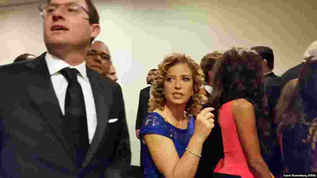 U.S. Representative Debbie Wasserman of Florida, who also is chairwoman of the Democratic National Committee, attends a reception at the annual White House Correspondents' Association dinner at the Washington Hilton in Washington, April 30, 2016.