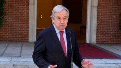 United Nations Secretary General Antonio Guterres speaks during a news conference with Spain's Prime Minister Pedro Sanchez at the Moncloa Palace in Madrid, Spain, July 2, 2021.